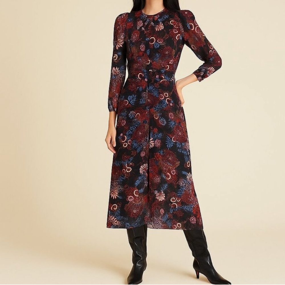 VERONICA BEARD Raylee Floral Ruched Dress Size 4
Multicolor Long Sleeve Classy